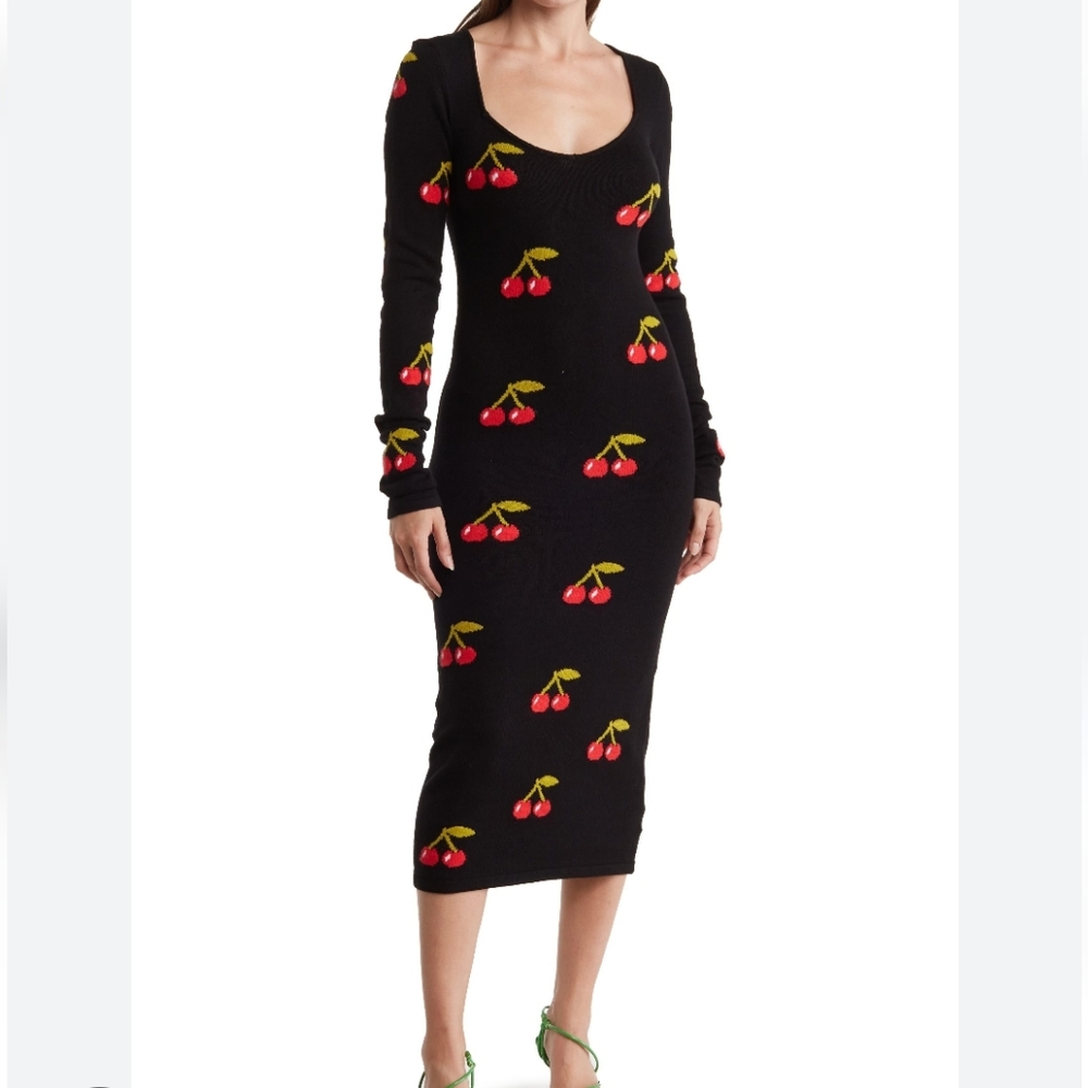 Betsy Johnson Avery Cherry knit midi dress XL